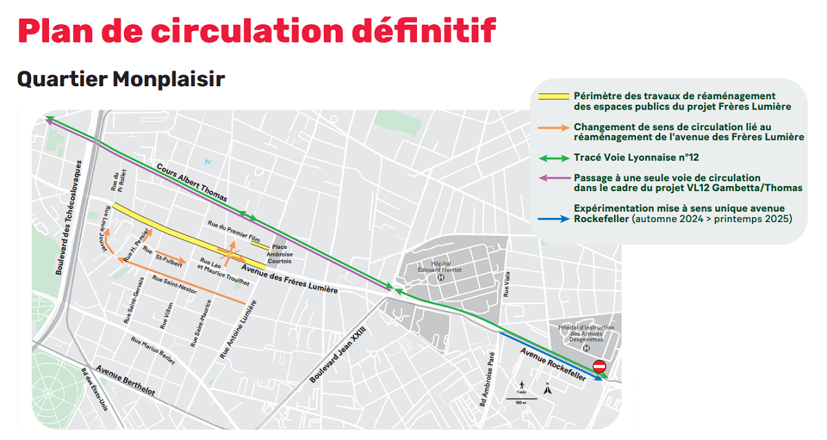 Plan de circulation définitif de l'avenue des Frères Lumière et rues alentours